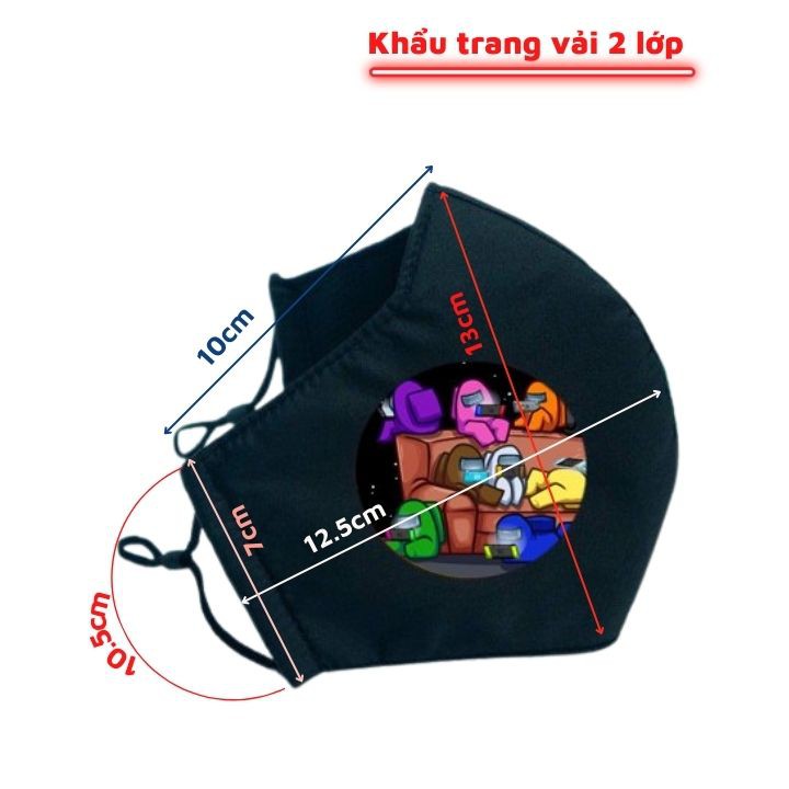 Khẩu trang vải 2 lớp - từ 1 tuổi trở lên - hình Among us - siêu nhân - Tomchuakids