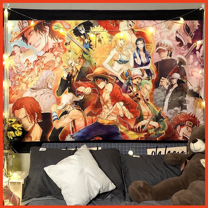 Thảm Treo Tường Anime OnePiece, Tranh Vải Trang Trí Phòng Ngủ Kích Thước 70 x 100 cm [ Tặng Kèm Móc Treo ]