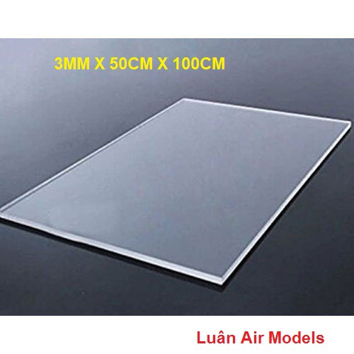 3mm 50x100cm Tấm nhựa mica cứng trong suốt làm hồ cá, hộp kính, đồ chơi, trang trí, cắt theo yêu cầu (VA145)- Luân Air