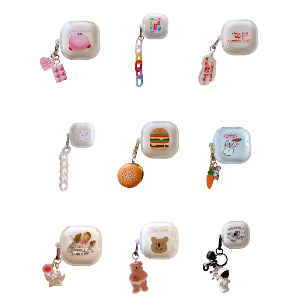 Vỏ bọc bảo vệ hộp sạc tai nghe Samsung Galaxy Buds Live/ Pro/ 2 TPU dẻo trong suốt có mặt treo