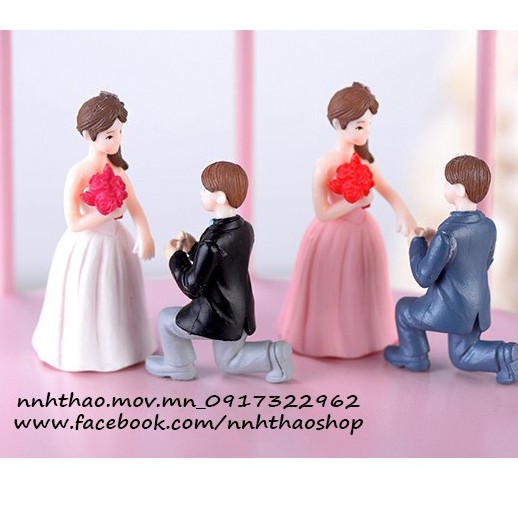 Cặp tượng chibi nam nữ trang trí mô hình, tiểu cảnh_Mẫu 4