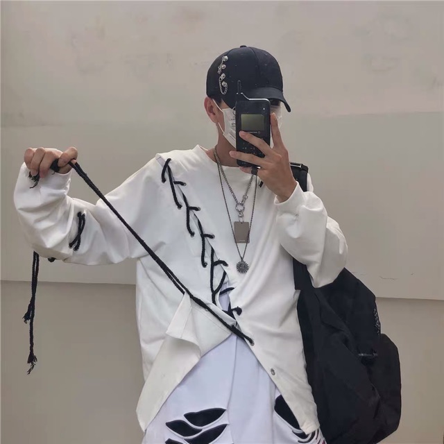 [ORDER+ẢNH THẬT] Áo sweater áo nỉ thu đông đan dây màu đen và trắng unisex style Ulzzang siêu chất ❤️