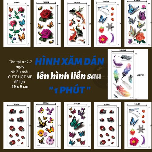 HÌNH XĂM DÁN 3D HOA HỒNG NHIỀU MẪU CÓ THỂ SÁNG TẠO PHỐI CÁC HÌNH VỚI NHAU (HÀNG CÓ SẴN)