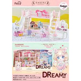 Mô hình ngôi nhà của thỏ có nhiều đồ dùng trong giúp bé vừa chơi vừa khám phá thê giới bên ngoài có tem CQ
