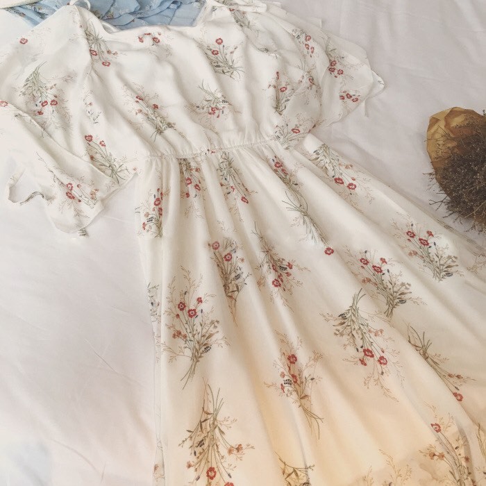 Đầm Voan Hoa Dáng Xòe ️🎉Hàng QC Có Sẵn️🎉 Thiết Kế Chiết Eo Thời Trang Thanh Lịch Cho Nữ | BigBuy360 - bigbuy360.vn