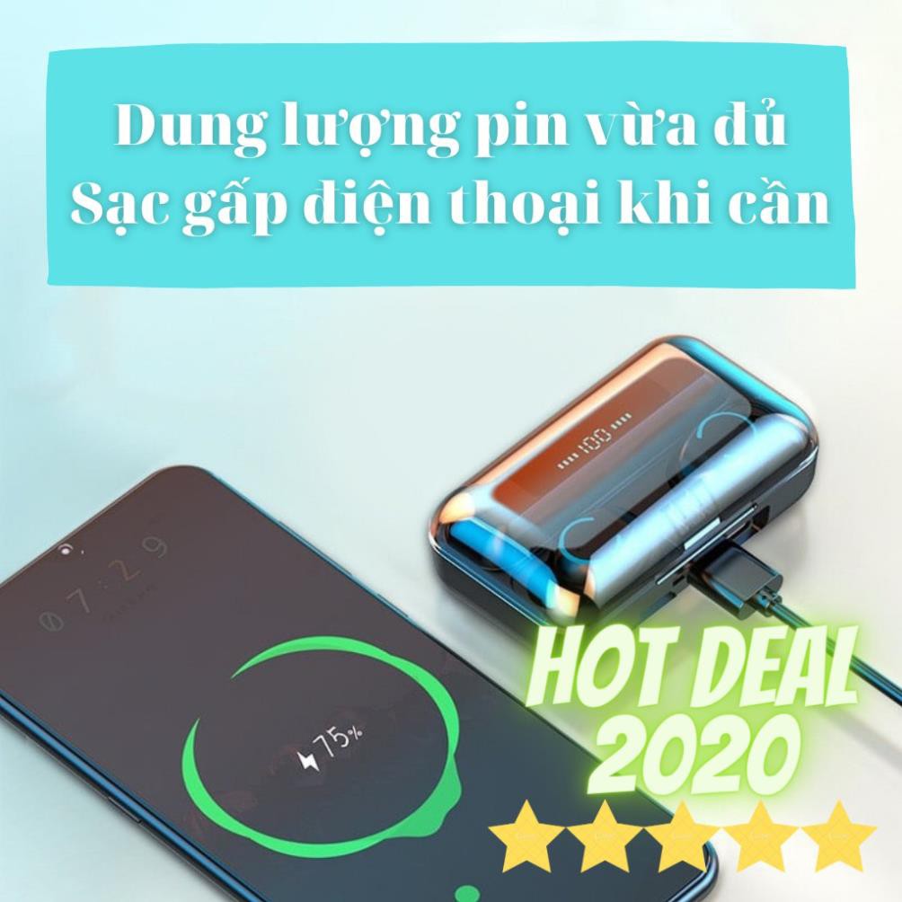 Tai Nghe Bluetooth Mini ⭐[Chính hãng] ⭐Nhét Tai Kiêm Sạc Dự Phòng Amoi F9 PRO - Phiên Bản Mới 2020 - Cảm Ứng Chống Nước