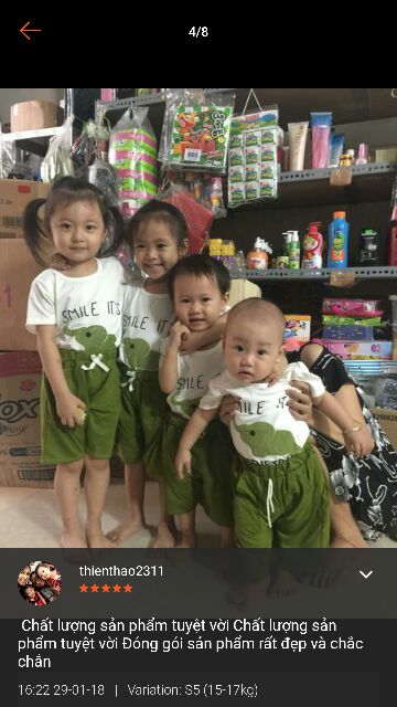 Bộ quần áo cotton hình con voi cho bé trai bé gái