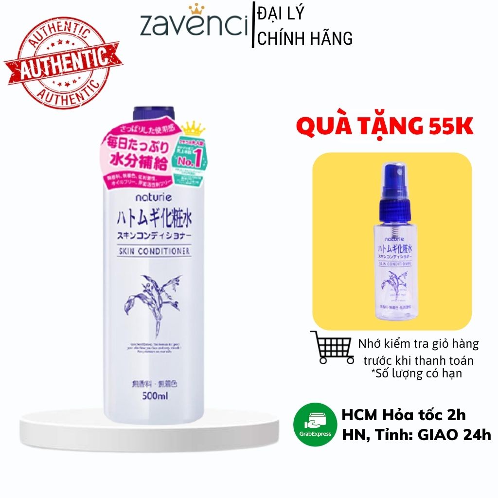 Nước hoa hồng Naturie Hatomugi Skin Conditioner Chiết Xuất Từ Cây Hạt Ý Dĩ Dưỡng Ẩm Kiềm Dầu Cho Da (500ml)