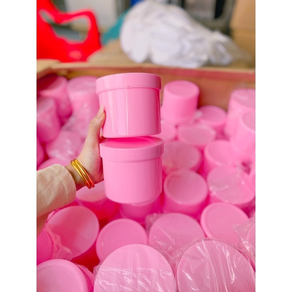 lẻ hủ nhựa 500g đựng kem màu hồng