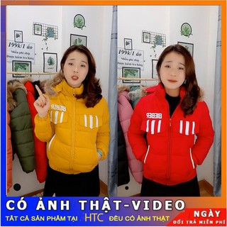 (Bán sỉ ) Áo phao nữ áo khoác phao mũ lông siêu nhẹ (ao sọc )