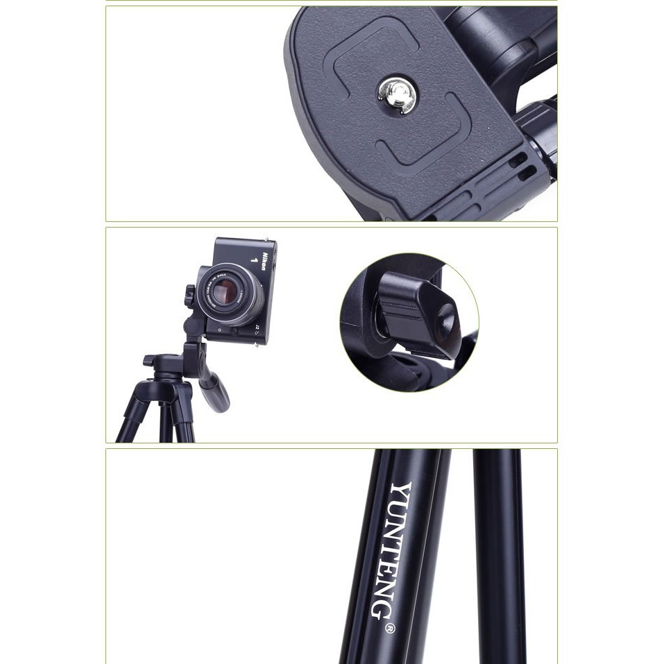 TRIPOD- Chân máy ảnh và điện thoại YUNTENG VCT-5208RM [HÀNG NHẬP KHẨU CHÍNH HÃNG]- TẶNG KÈM 1 REMOTE + 1 GIÁ KẸP ĐIỆN TH