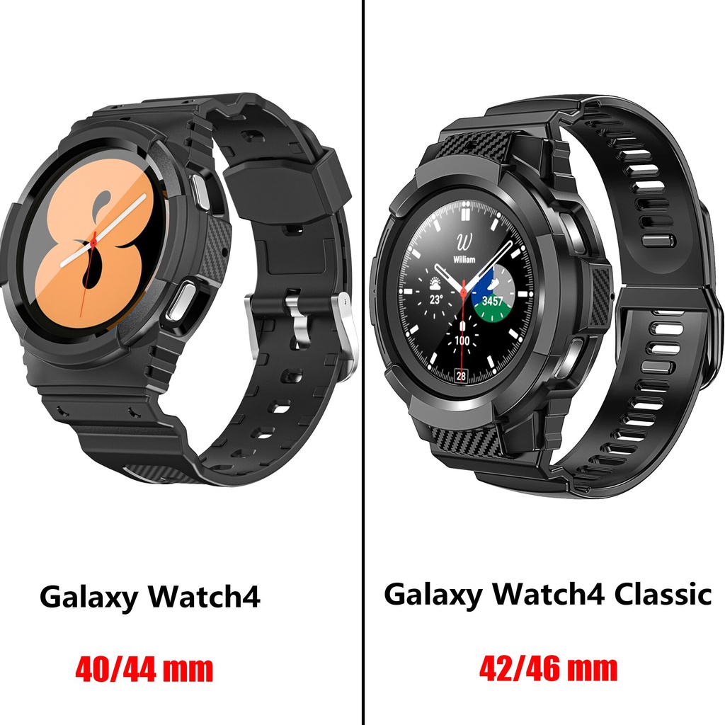 Ốp Bảo Vệ Bằng TPU Sợi Carbon Cho Đồng Hồ Thông Minh Samsung Galaxy Watch 4 / Classic / 46mm / 42mm / Gear s3 Frontier + 4 Dây Đeo