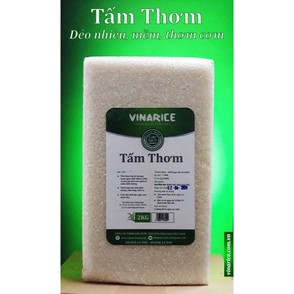 Gạo Tấm Thơm - túi ép chân ko 2kg - 100% dẻo mềm thơm ngon