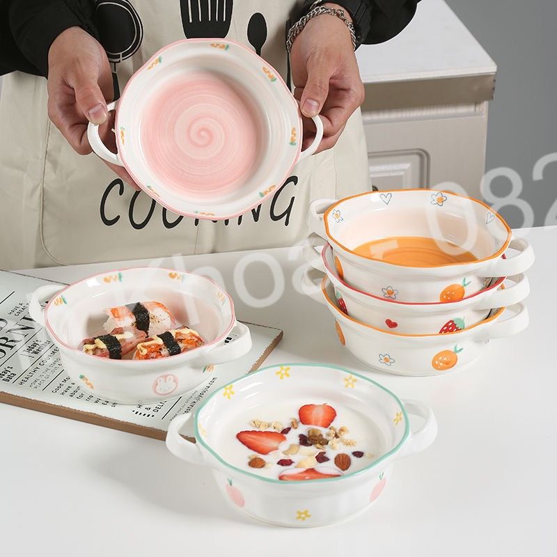 Bát Đĩa Decor, Chén Dĩa dễ thương, Bát ăn cơm Bát tô có 2 tai thủng xinh yêu cute