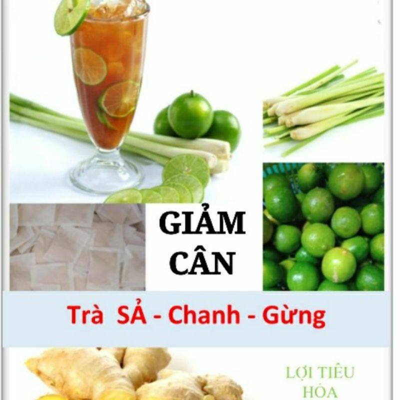 (Kèm quà tặng) (Không cần ăn kiêng) Bịch 50 gói Trà giảm cân sả chanh gừng an toàn cho mọi lứa tuổi 200g