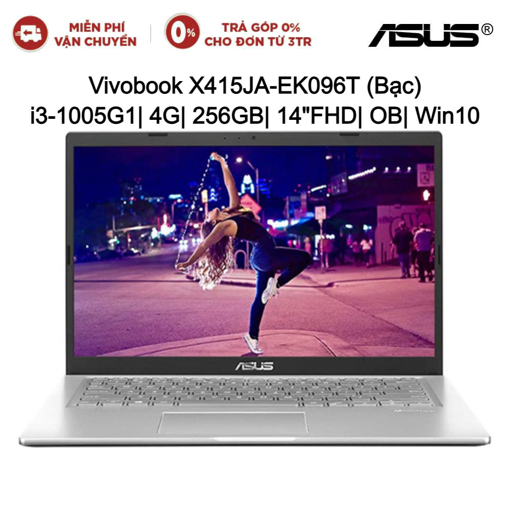 [Mã ELMALLCOIN hoàn 8% xu đơn 499K] Laptop ASUS Vivobook X415JA-EK096T (Bạc) i3-1005G1| 4G| 256GB| 14"FHD| OB| Win10 | BigBuy360 - bigbuy360.vn