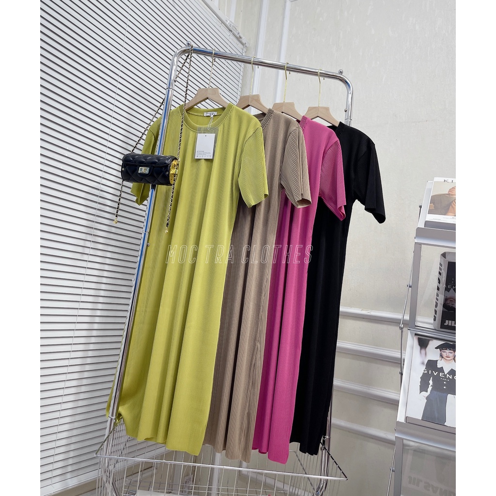 Váy maxi suông trơn nhiều màu Hàng Quảng Châu rẻ đẹp, Đầm nữ dự tiệc dáng xuông cổ tròn siêu xinh