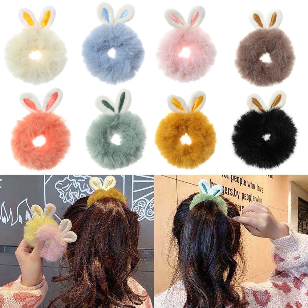 Dây Cột Tóc Lông Thỏ Co Giãn Thời Trang Đáng Yêu Cho Nữ