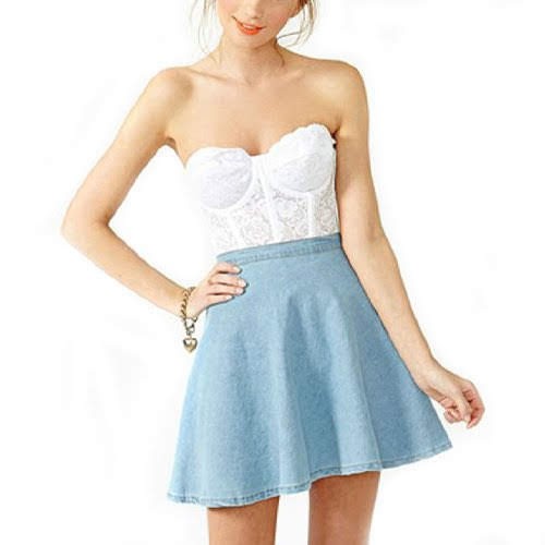 Chân váy F21 Blue Girly Chambray Skater Skirt | BigBuy360 - bigbuy360.vn
