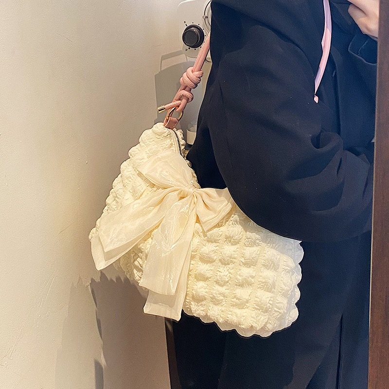 Túi Đeo Chéo Có Khóa Kéo Phối Nơ Phong Cách Hàn Quốc Cho Nữ