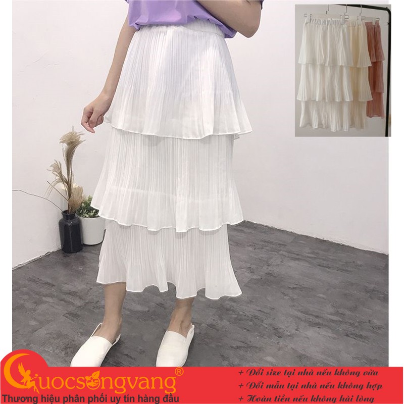 Chân váy xếp tầng chân váy maxi hai lớp GLV083 Cuocsongvang