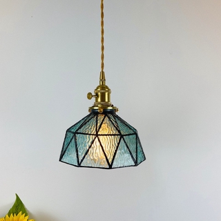 Đèn chụp vintage, đèn trần treo tường thủy tinh khối tam giác