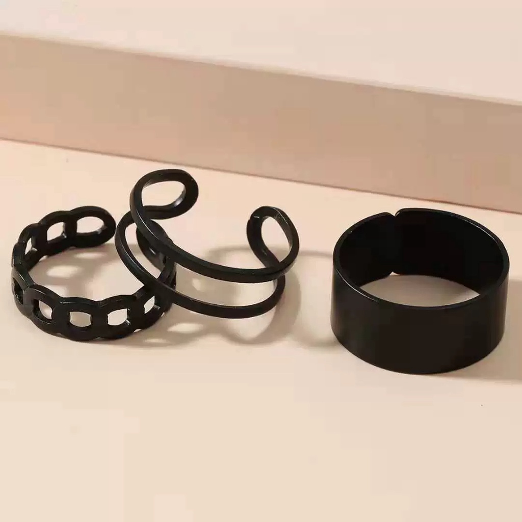 Set 3 Nhẫn Hở Thời Trang Có Thể Điều Chỉnh Kích Cỡ