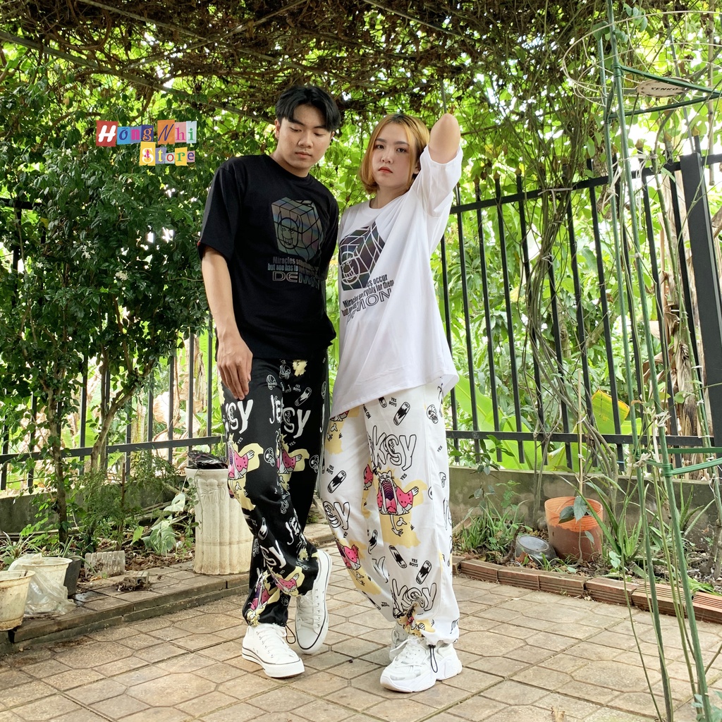 Quần Jogger 3D Hoạt Hình Ulzzang Unisex Jogger Loang Màu Dây Rút Lai Ống Rộng V2 - MM
