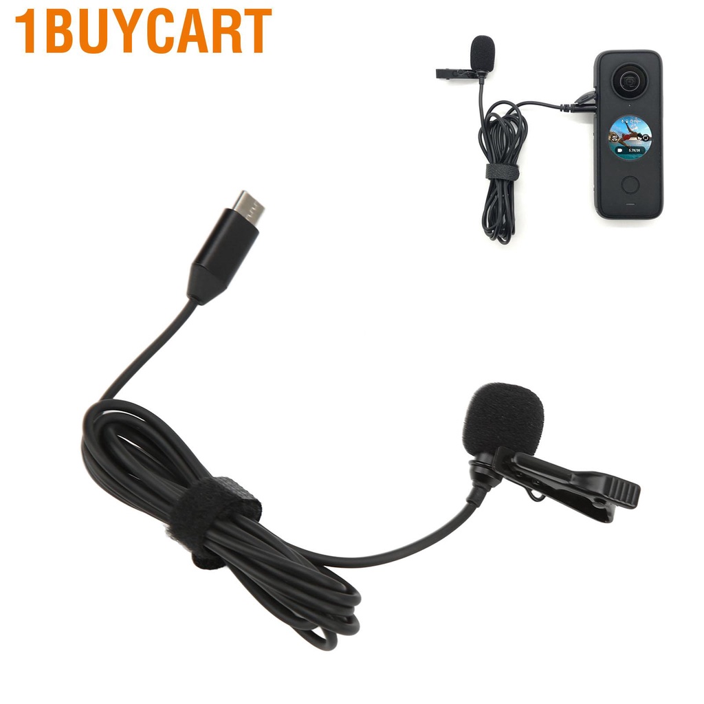1buycart Type C Lavalier Microphone Hifi Sound Noise Cancelling Clip On Lapel Omnidirectional Mic for Insta360 ONE X2