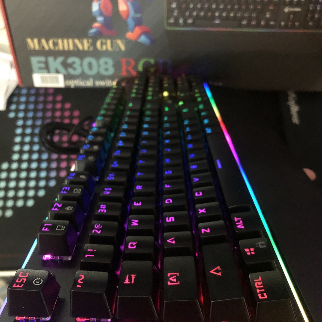 Bàn phím cơ E-DRA EK308 Led RGB - Kê tay - Blue switch - Led viền - Chống nước - Bảo hành 2 năm chính hãng
