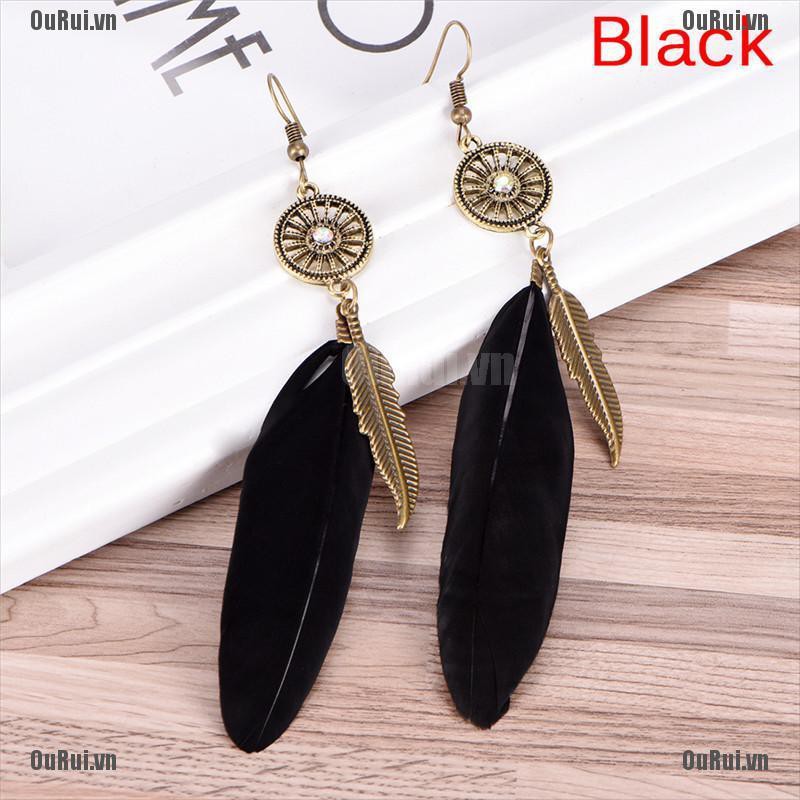 Bông Tai Lông Vũ Tua Rua Thời Trang