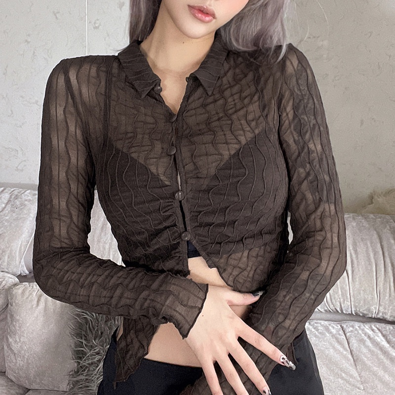 Áo Kiểu Cổ Bẻ Thiết Kế Mới Xuyên Thấu