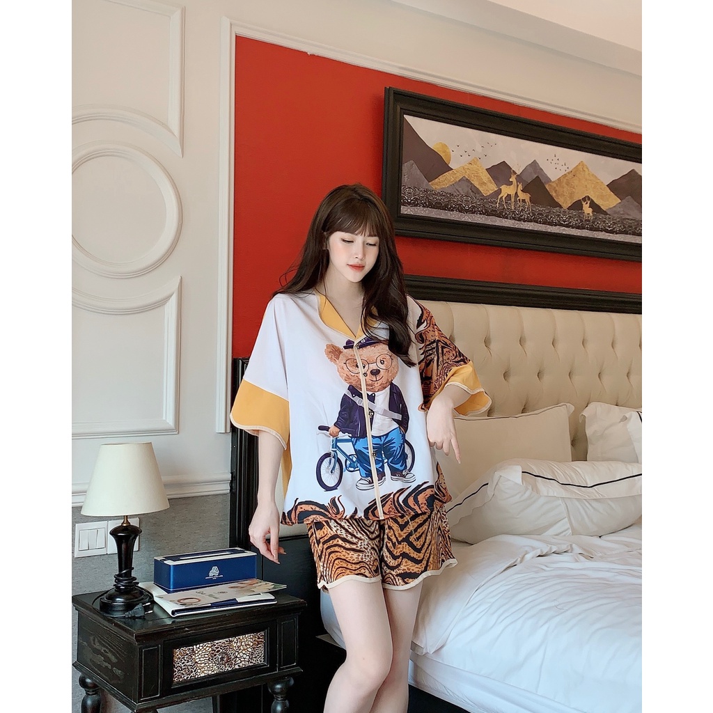 Đồ bộ pijama lụa satin cao cấp, bộ lụa mặc nhà tay ngắn sang chảnh | BigBuy360 - bigbuy360.vn
