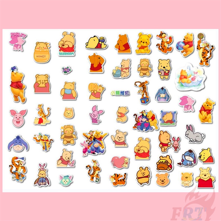 Bộ 90 Cái ☆ Hình Dán Gấu Pooh Winnie Mini ☆ Sticker Dán Tường Chống Thấm Nước Họa Tiết Graffiti Hợp Thời Trang