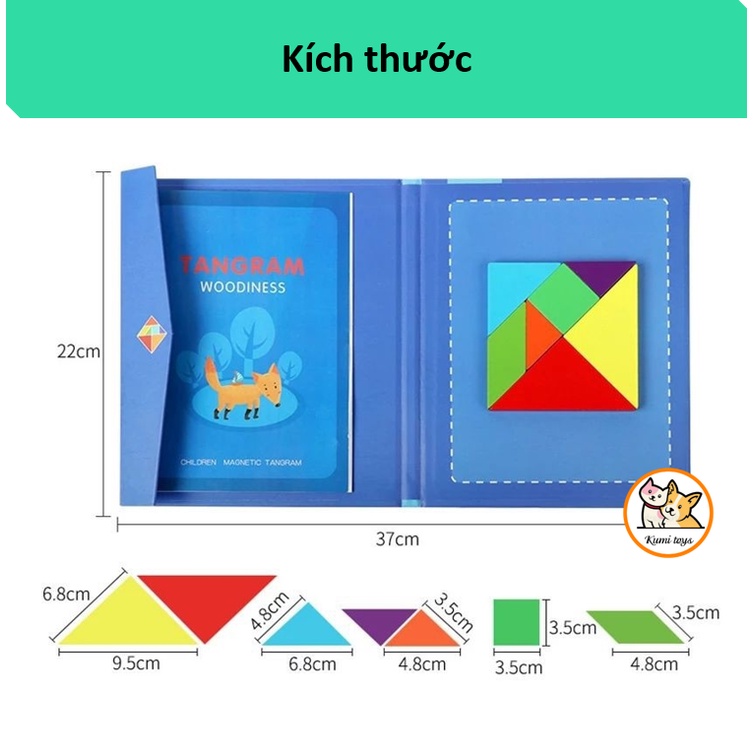 Đồ chơi xếp hình Tangram nam châm loại đep cho bé thông minh Kumi toys