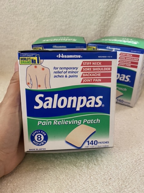 [HÀNG MỸ XT] Miếng dán Salonpas hộp 140 miếng.