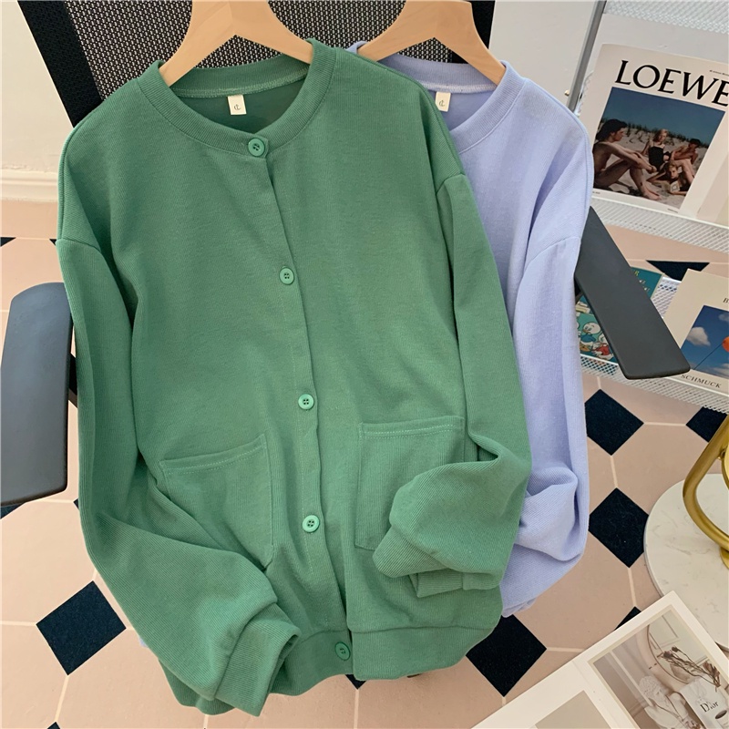 Áo Nỉ Nữ Dài Tay Cổ Tròn Thời Trang Hàn Mới