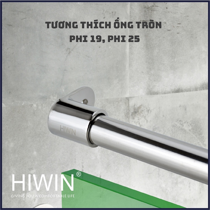 Bát tường lệch phòng tắm kính chất liệu inox 304 mặt gương phi 25 HIWIN SB-610Z