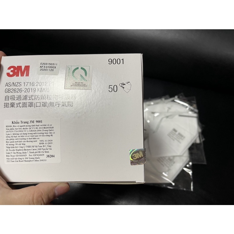 Khẩu trang chuyên dụng 3M 9001  (chống khói bụi nano PM2.5)