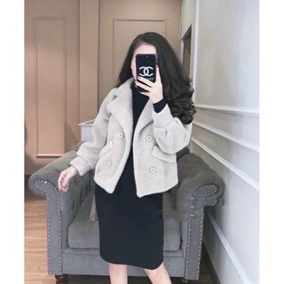 Áo Khoác Nữ Lông Thỏ Bo Tay Siêu Ấm