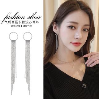 Đôi Bông Tai Dáng Dài Phối Tua Rua Đính Đá Thời Trang Cho Nữ