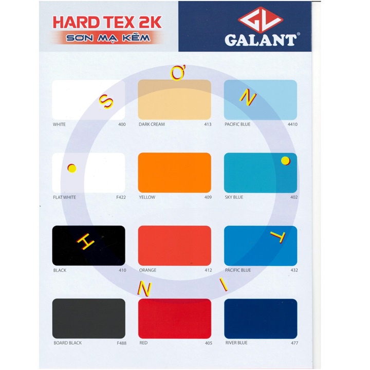 Sơn sắt MẠ KẼM 3,75 lít epoxy Galant nhiều màu - HARD TEX 2K epoxy - 2 thành phần