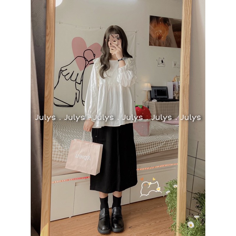 Áo babydoll trắng bèo ren (ảnh thật shop chụp kèm video cận chất)