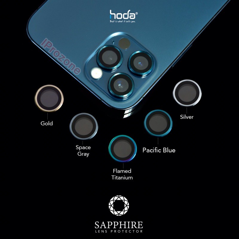 Bảo vệ camera Hoda Sapphire cho 13 Promax / 13 Pro / 11 Pro / 11 Promax / 12 Pro / 12 Promax