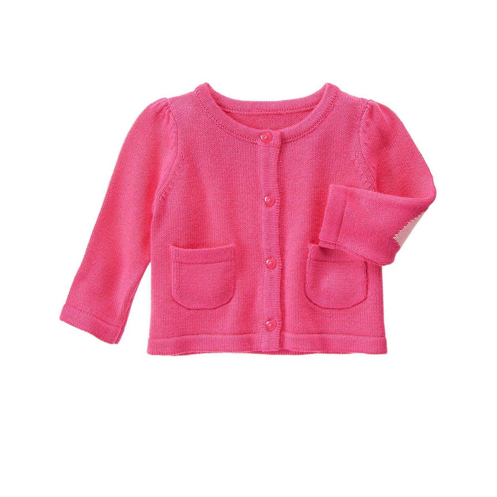 Áo cardigan bé gái chính hãng Gymboree nhập từ Mỹ - Gymboree Heart Elbow Cardigan – Flamingo