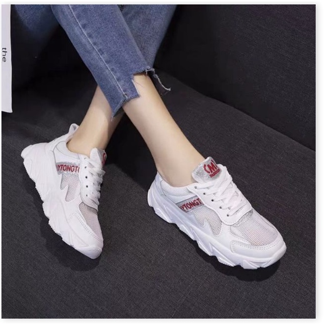 | TOP SHOES | 🌸 Giày thể thao nữ Ulzzang UYTONG 2 màu nhũ xanh/nhũ đỏ đế mềm êm chân tập gym