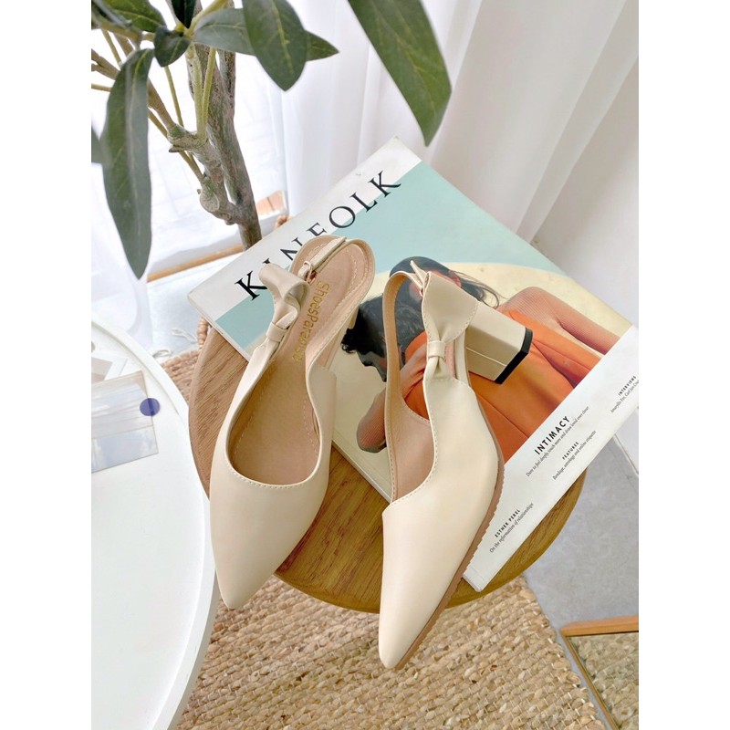Giày cao gót nữ đế vuông 5cm bít mũi kiểu dáng slingback thời trang siêu tôn dáng chân và dễ phối đồ
