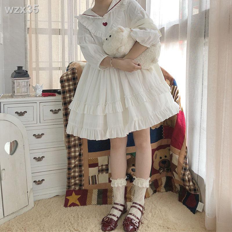 Lolita mùa hè Cô gái mềm mại Nhật Bản ren dễ thương Học sinh Hàn Quốc cổ áo búp bê khâu lỏng lẻo