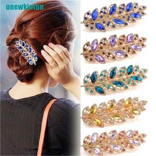 U●Kẹp Tóc Hình Chiếc Lá Đính Hạt Lấp Lánh