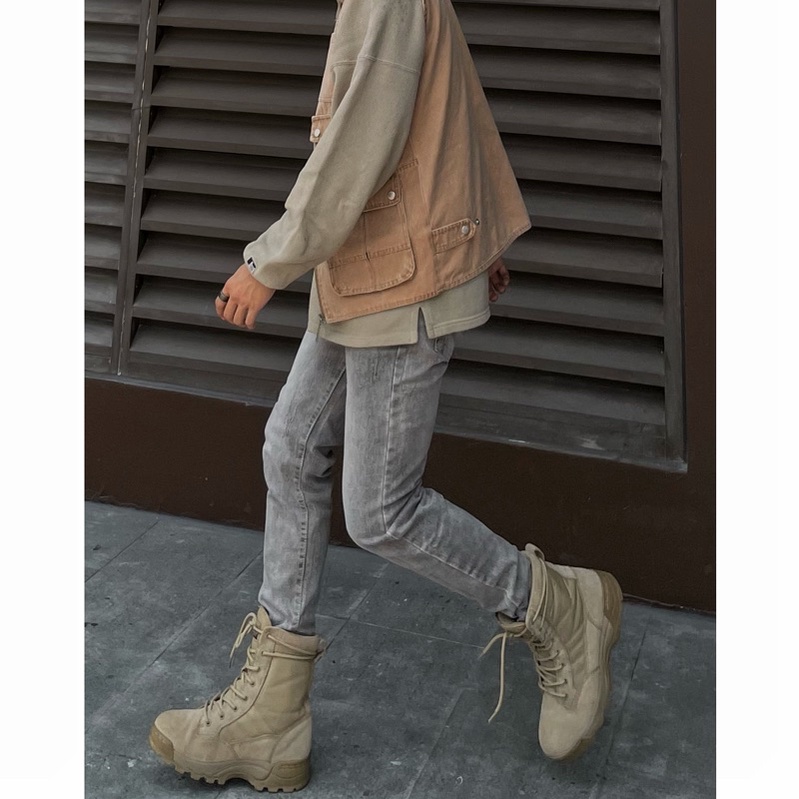 QUẦN JEANS NAM SKINNY XÁM NÂU TRƠN TALURETRO
